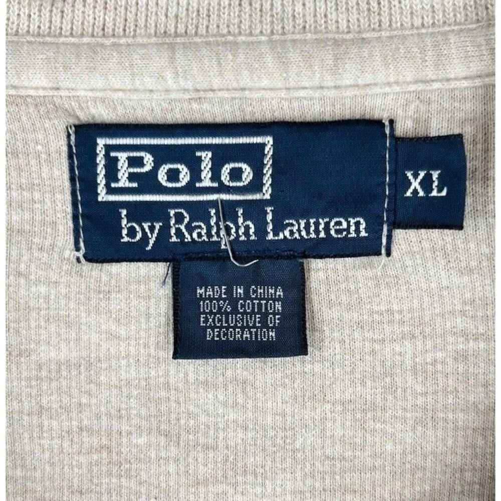 Polo Ralph Lauren Men’s XL 1/4 Zip Sweatshirt Sweater Beige Cotton Classic